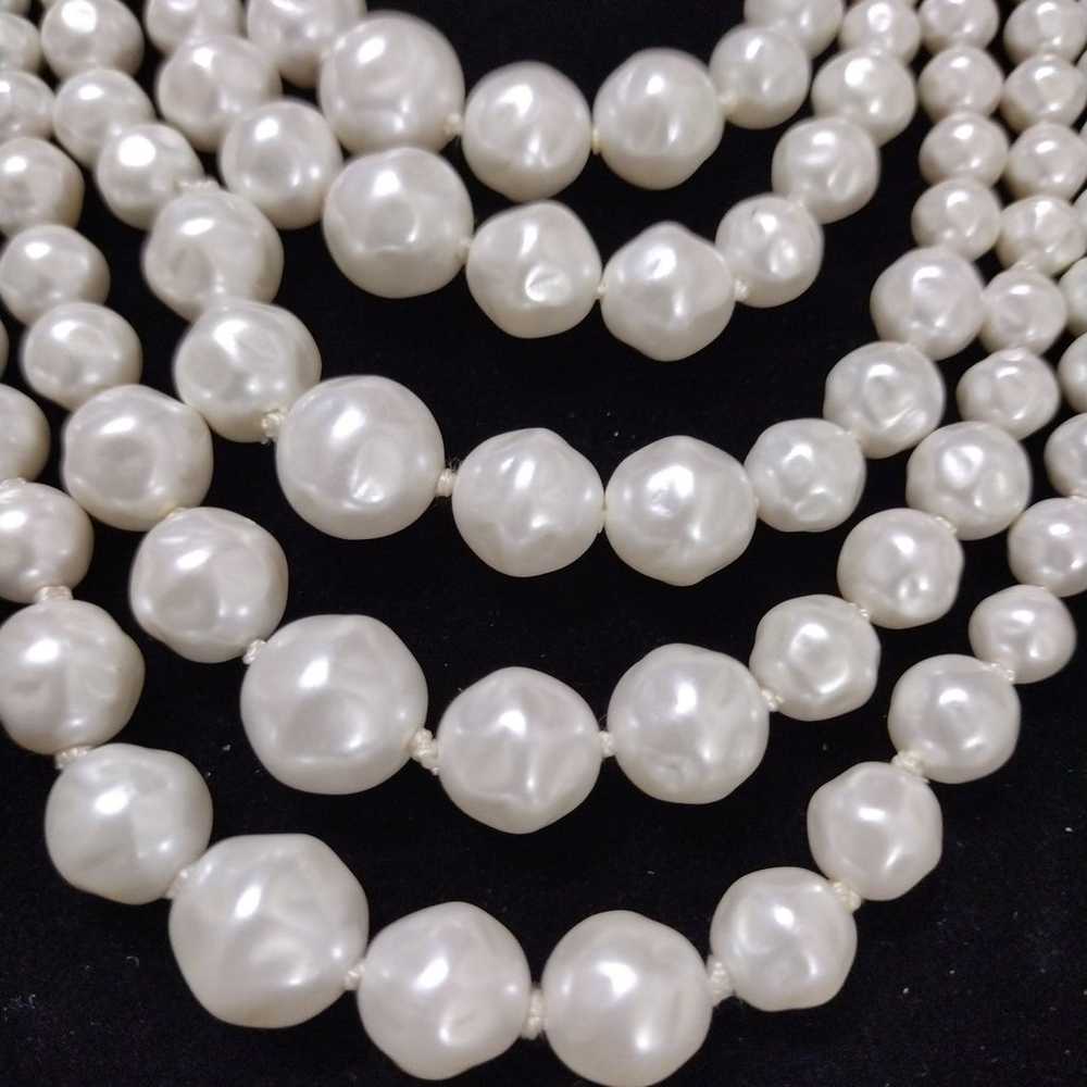 Vintage multi-strand faux freshwater pearl Neckla… - image 2