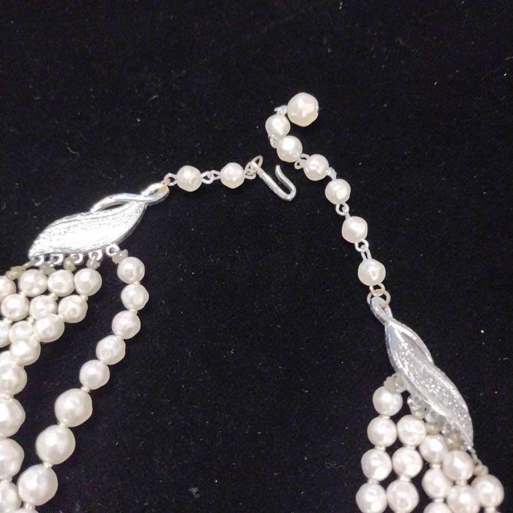 Vintage multi-strand faux freshwater pearl Neckla… - image 3