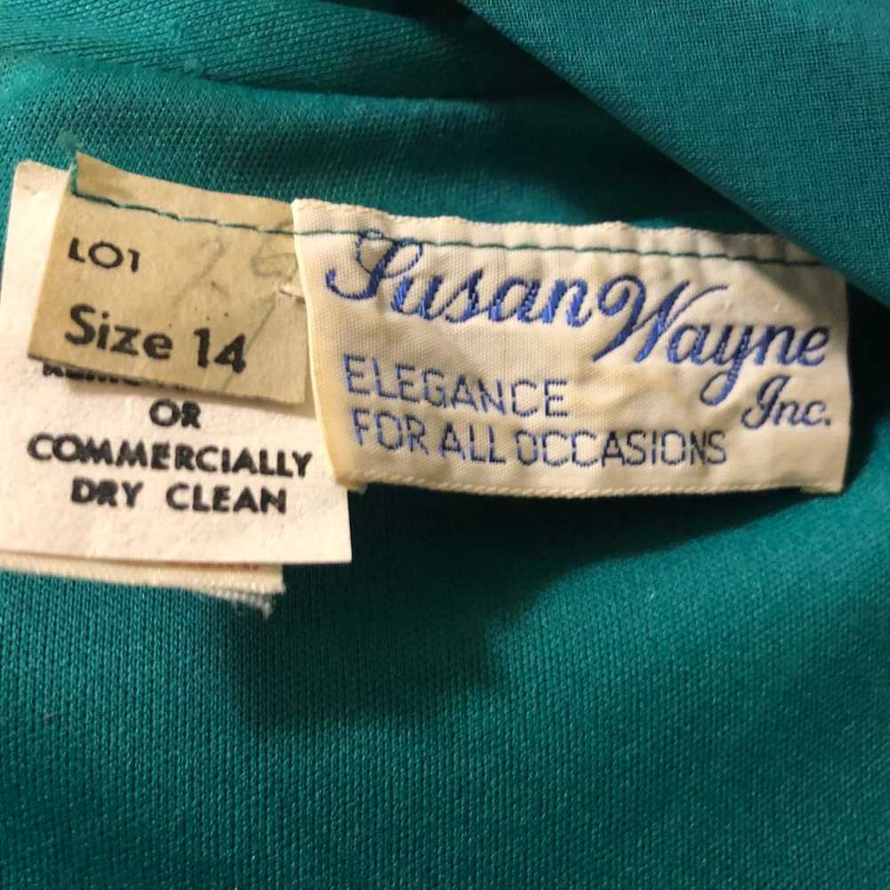 Vintage 70s Susan Wayne Teal Dress in Size 14 - image 5