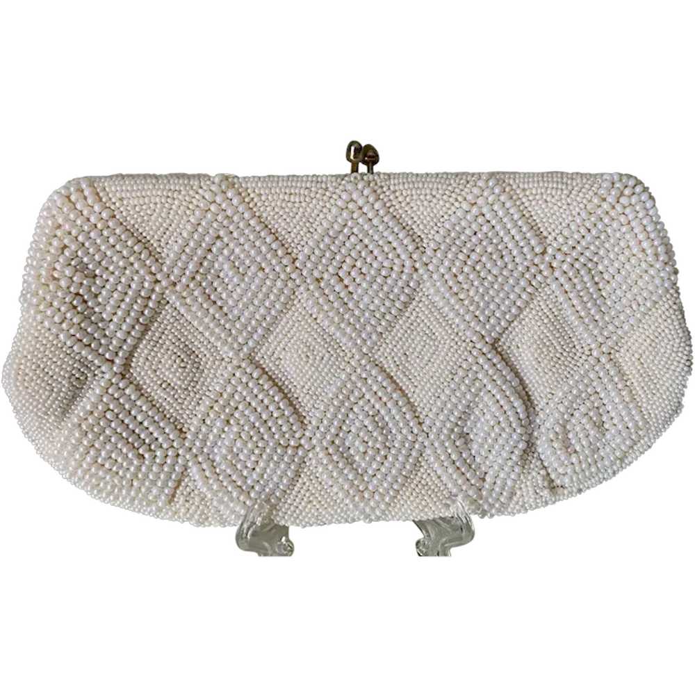 Vintage Le Regale White Beaded Clutch Purse - image 1