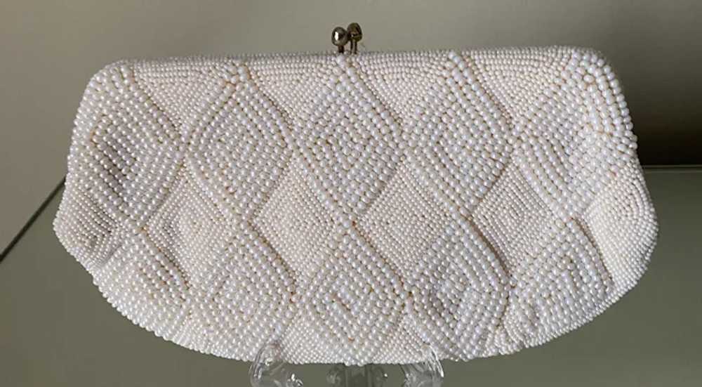 Vintage Le Regale White Beaded Clutch Purse - image 2