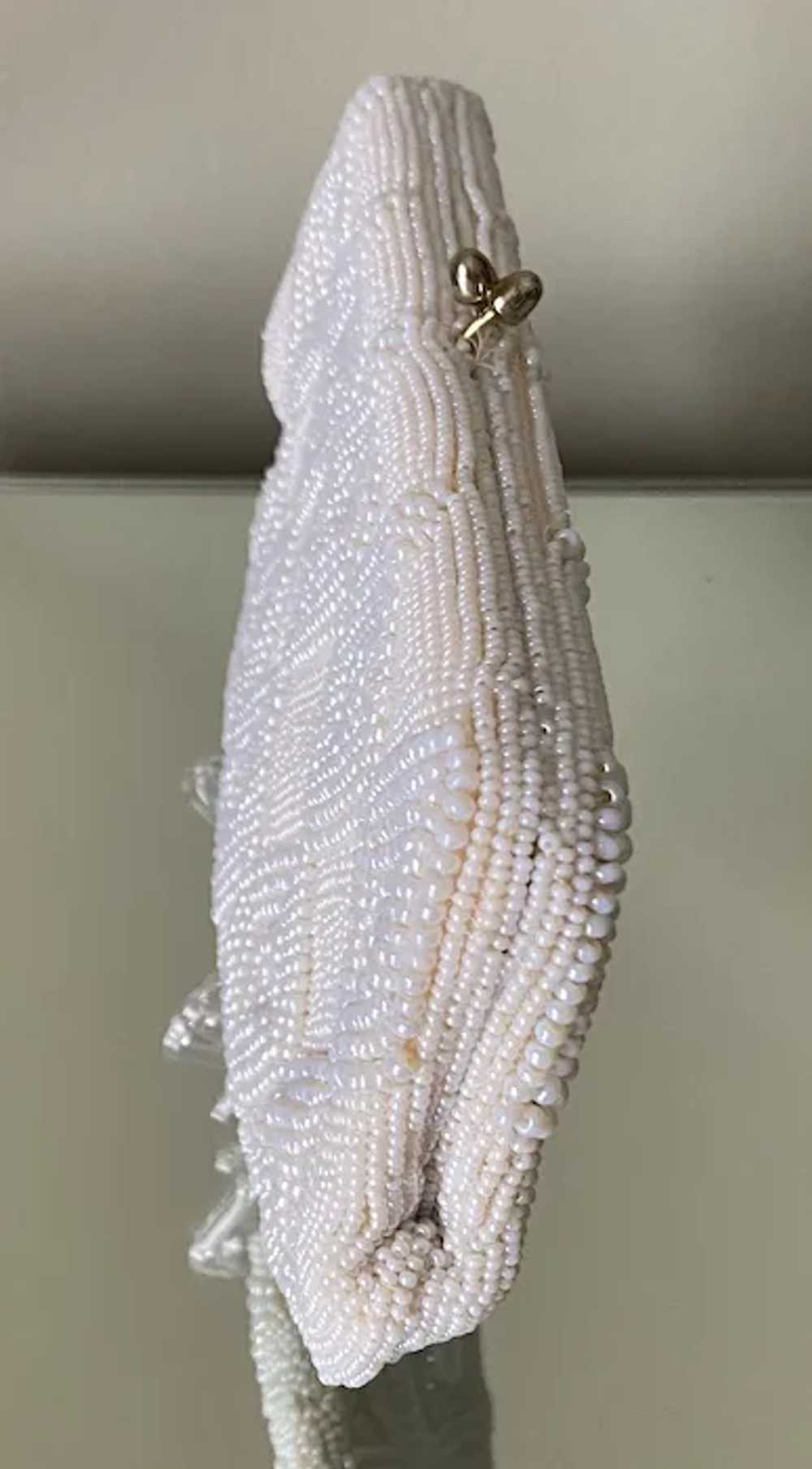 Vintage Le Regale White Beaded Clutch Purse - image 5