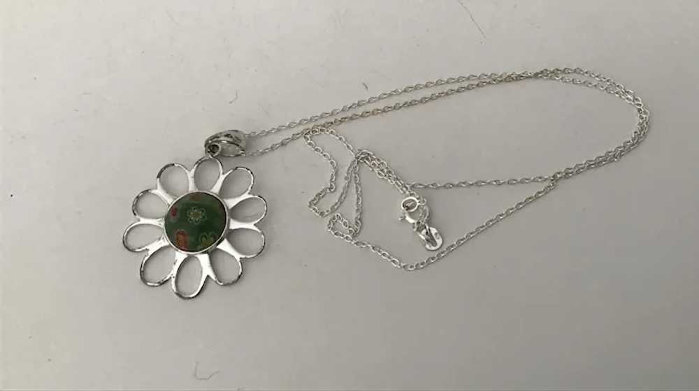 Sterling Silver Millefiore Necklace and Chain - image 3