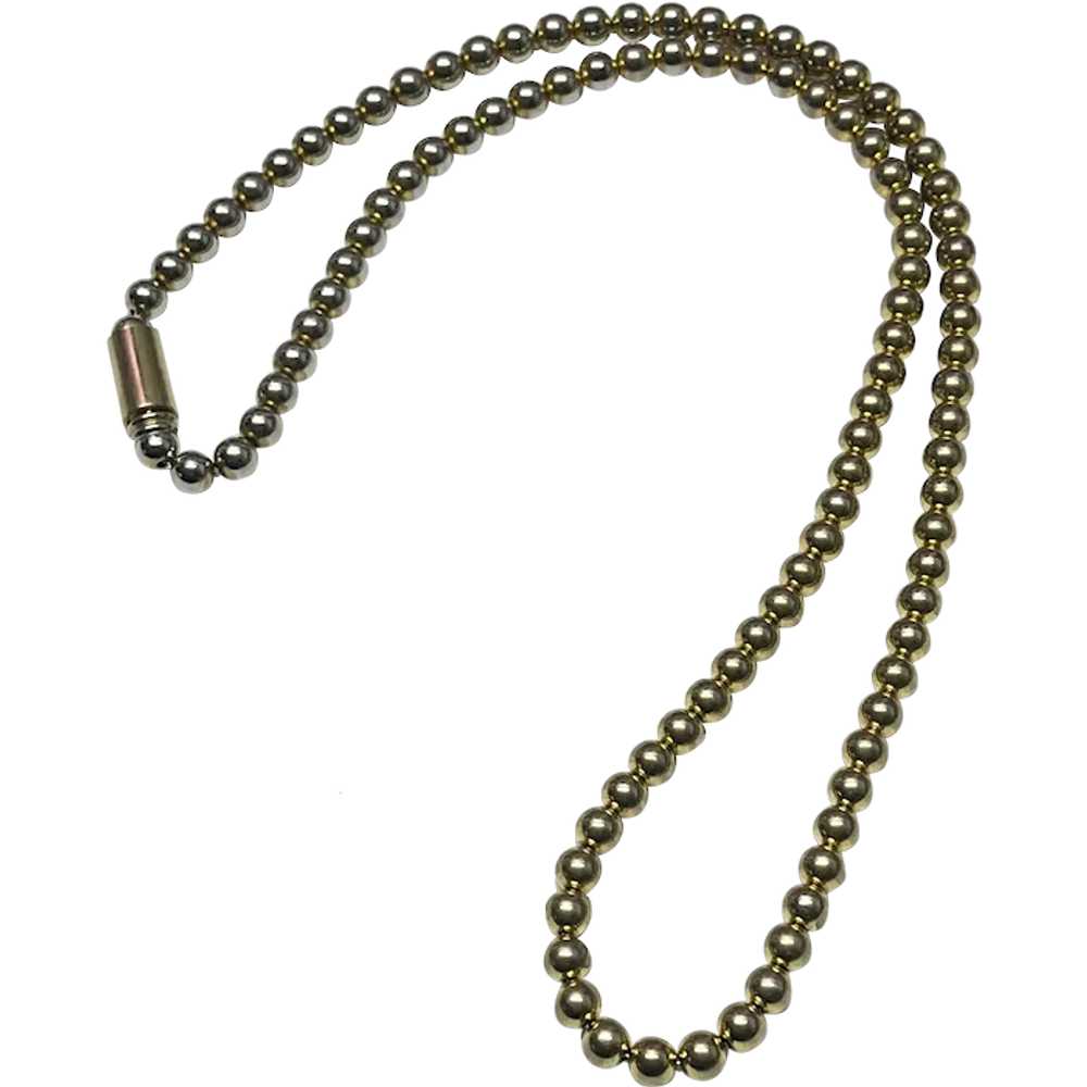 Vintage gold ball beaded necklace - image 1