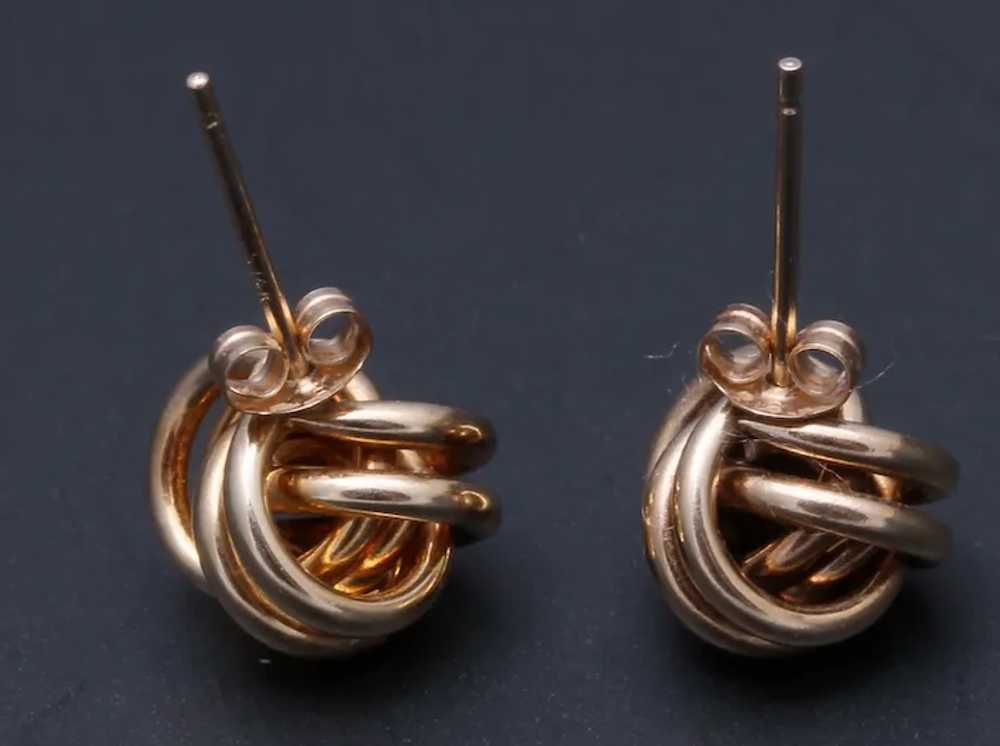 Vintage 14 K Yellow Gold Love Knot Earrings - image 2