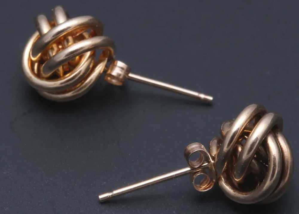 Vintage 14 K Yellow Gold Love Knot Earrings - image 3