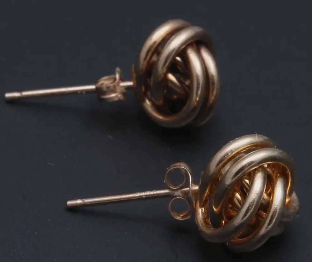 Vintage 14 K Yellow Gold Love Knot Earrings - image 4