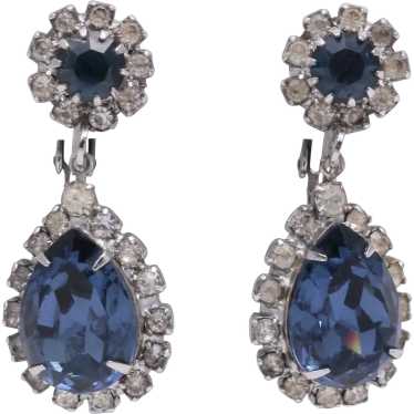 Blue Sapphire Rhinestone Drop Earrings by Kramer
