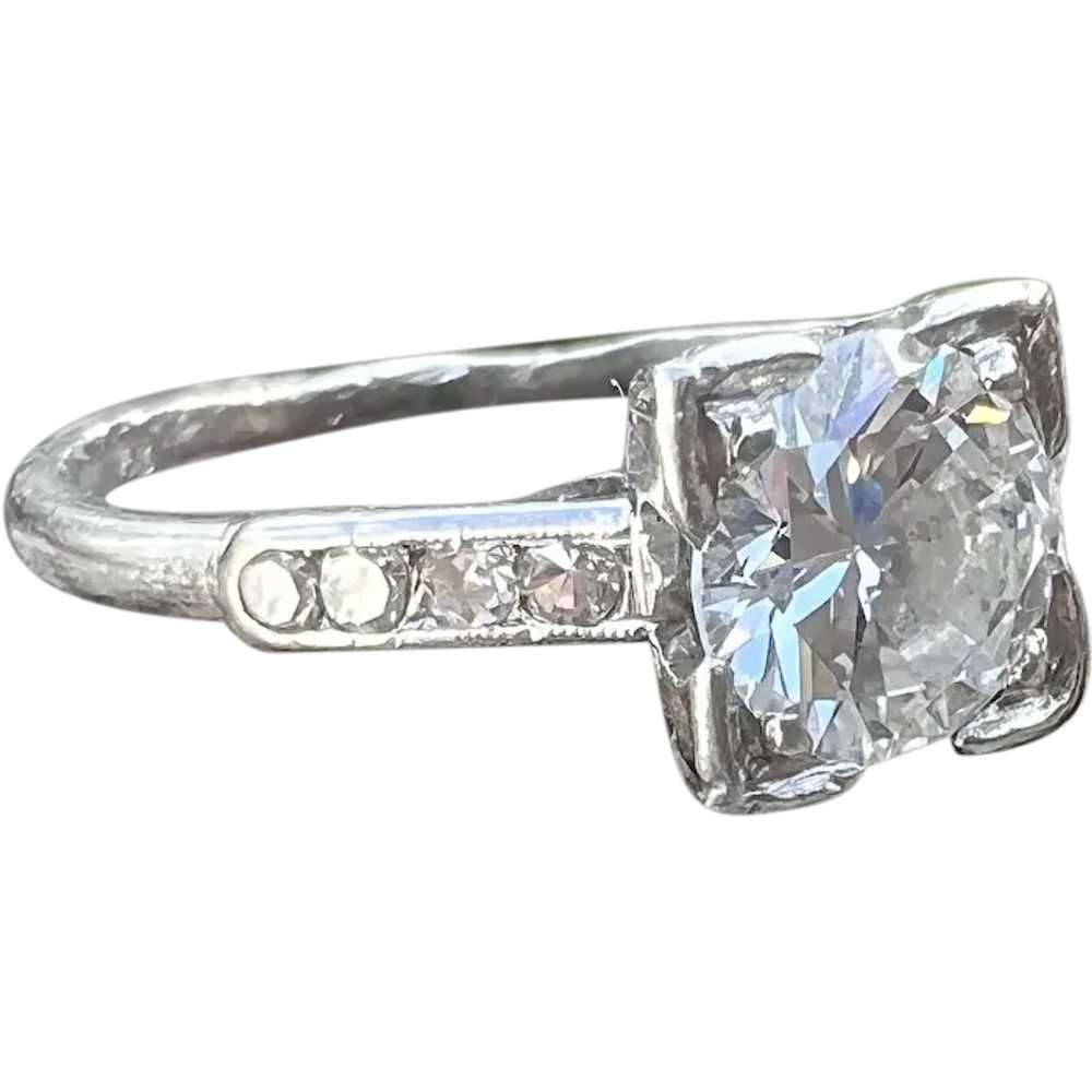 Platinum Art Deco Diamond Engagement Ring - image 1