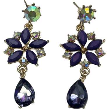 Vintage purple stone flower earrings
