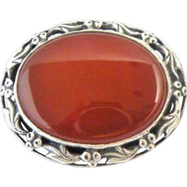 Vintage carnelian silver brooch Shipton and Co