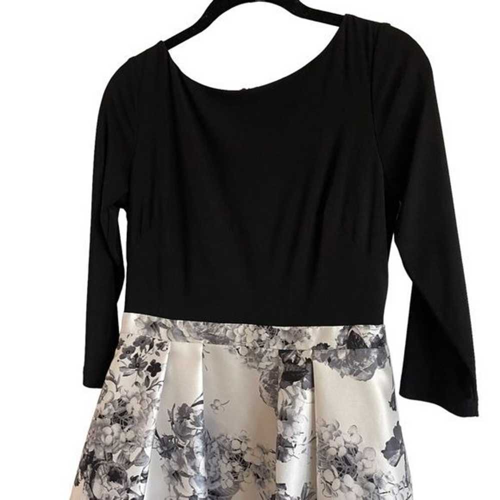 Adrianna Papell Black & White Floral Full Skirt M… - image 3