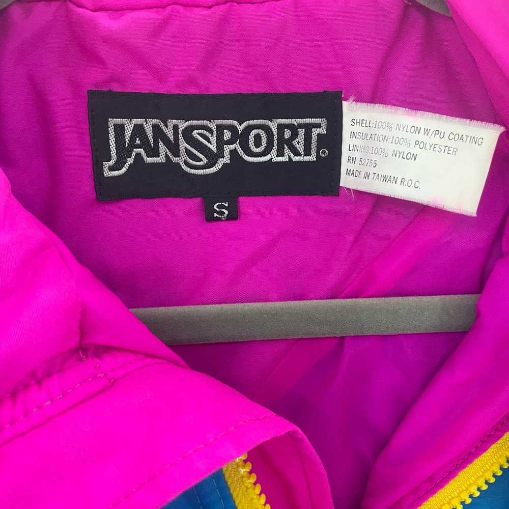 Vintage 90’s Neon Jansport 1/4” Zip Puffer Jacket… - image 2