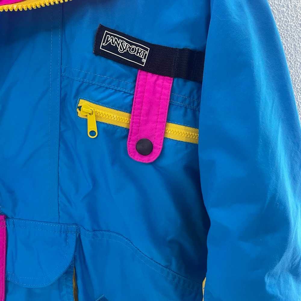 Vintage 90’s Neon Jansport 1/4” Zip Puffer Jacket… - image 3
