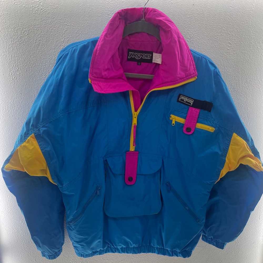 Vintage 90’s Neon Jansport 1/4” Zip Puffer Jacket… - image 4