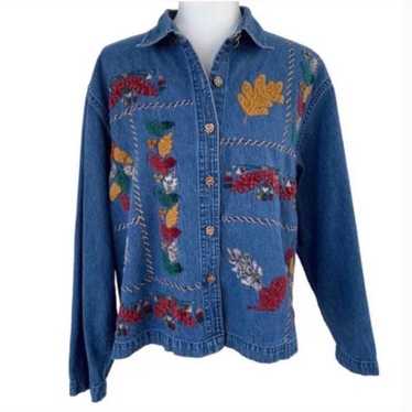 Vintage Dress Barn Denim Jean Jacket with Velvet … - image 1