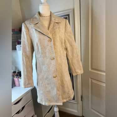 Vintage Espirit sz xl ivory tapestry textured tre… - image 1