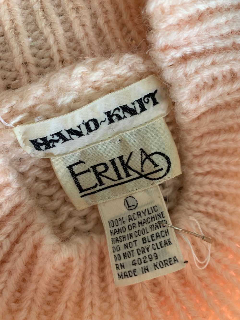 Vintage ‘80s Erika Baby Floral Hand Knit Mock Nec… - image 9