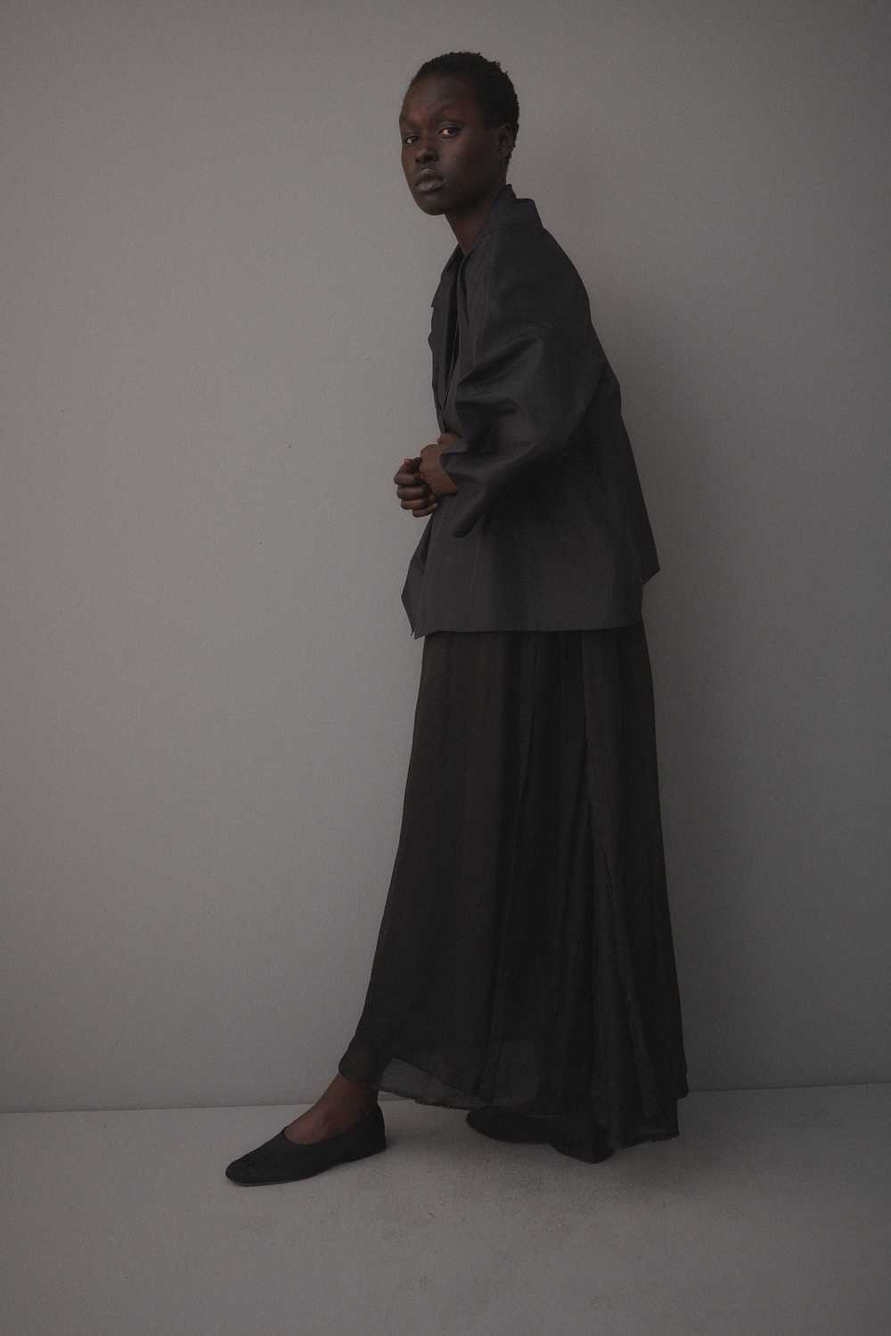 Black Woven Silk Skirt - image 2