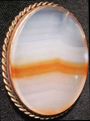 Scottish Banded Agate Brooch Victorian large