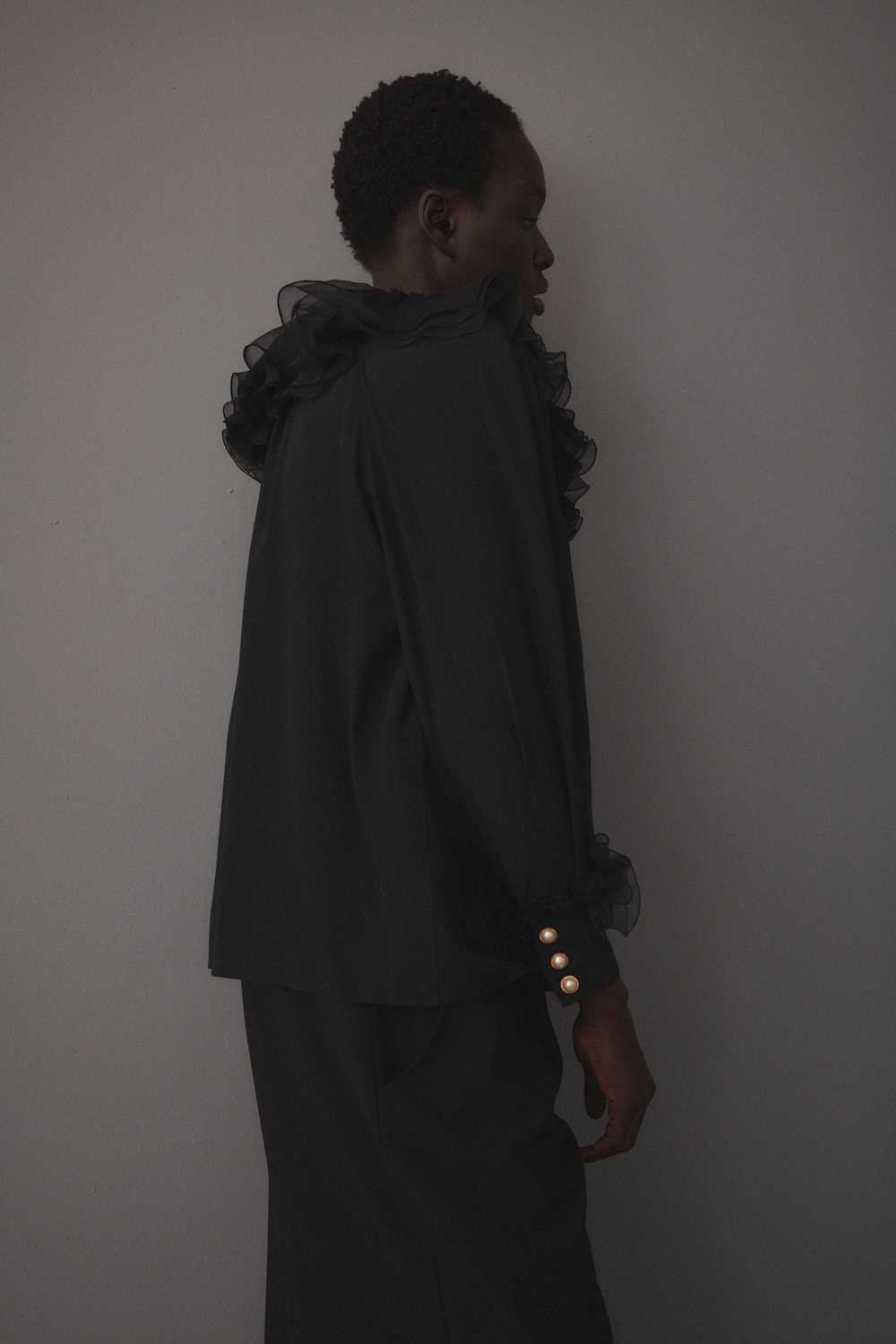 Chanel Black Silk Ruffle Blouse - image 3