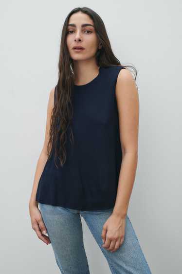 Chanel Couture Navy Silk Tank - image 1