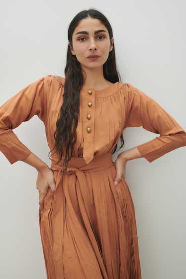 Claire McCardell Orange Pleated Dress