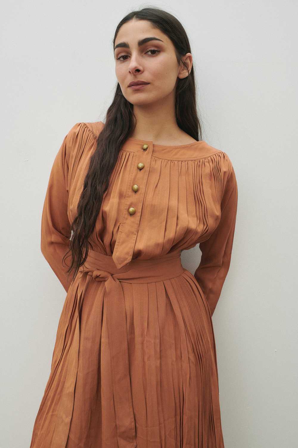 Claire McCardell Orange Pleated Dress - image 2