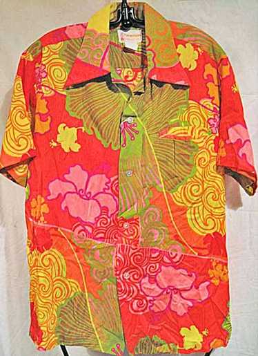 Pomare Tahiti Neon Orange with Mod Flowers Hawaiia