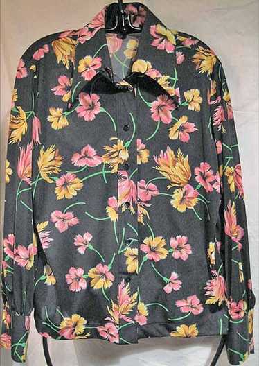 Lucky PIerre Black with Yellow and Pink Flowers 70