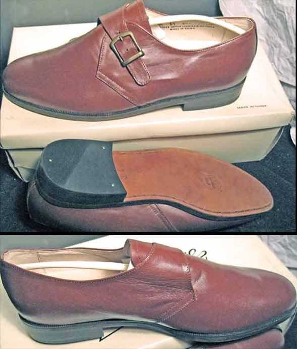 Chadmore ” Cognac ” Brown Leather Slip on 1970’s … - image 1