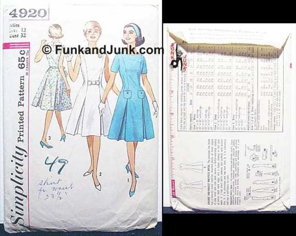 Simplicity 1960’s One Piece Juniors and Misses Dr… - image 1