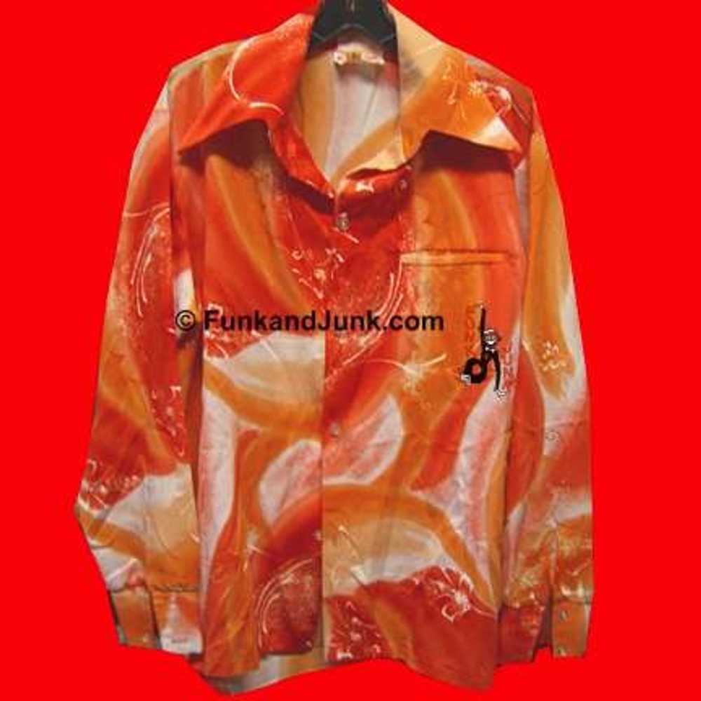 Sears Hawaiian fashion bright Orange with Swirls … - image 1