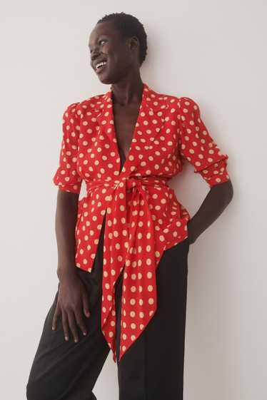 Vintage Red Dot Silk Blouse