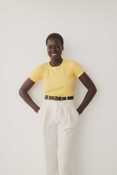 Yellow Ribbed Cotton Tee