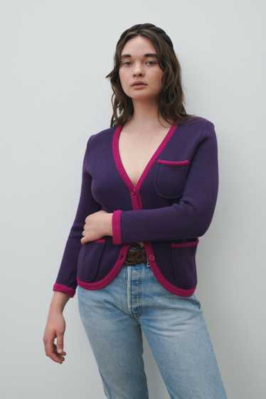 Ysl Tricot Purple Cardigan