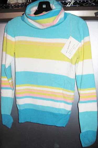 Blue Aqua Pink Yellow and White Rolled Turtle Neck