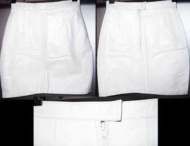 White Leather Mini Skirt with Stitched Waist - image 1