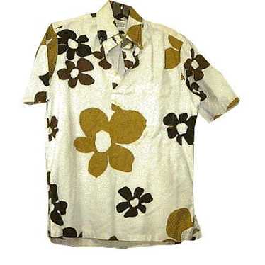 Surfline White with large Brown Tan & Blue Flower… - image 1