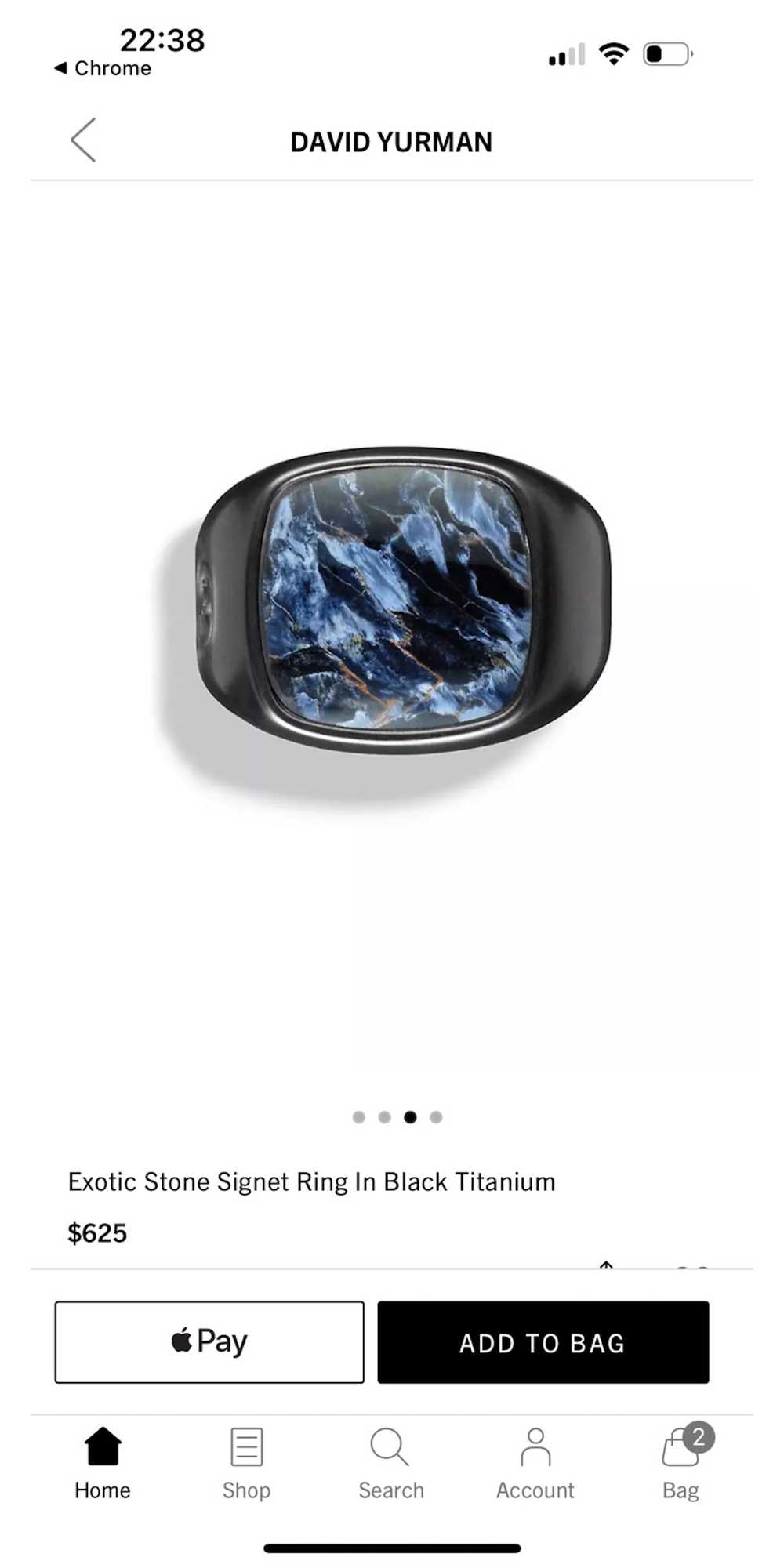 David Yurman Exotic Stone Signet Ring In Black Ti… - image 1