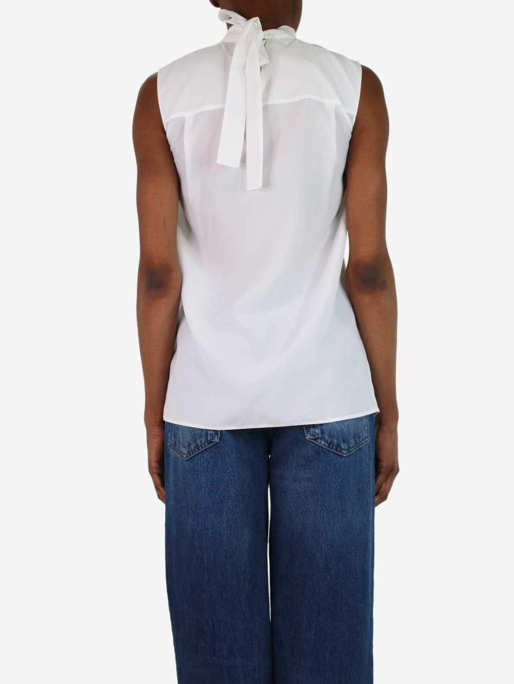 Prada Cream sleeveless pleated top - size UK 10 - image 2