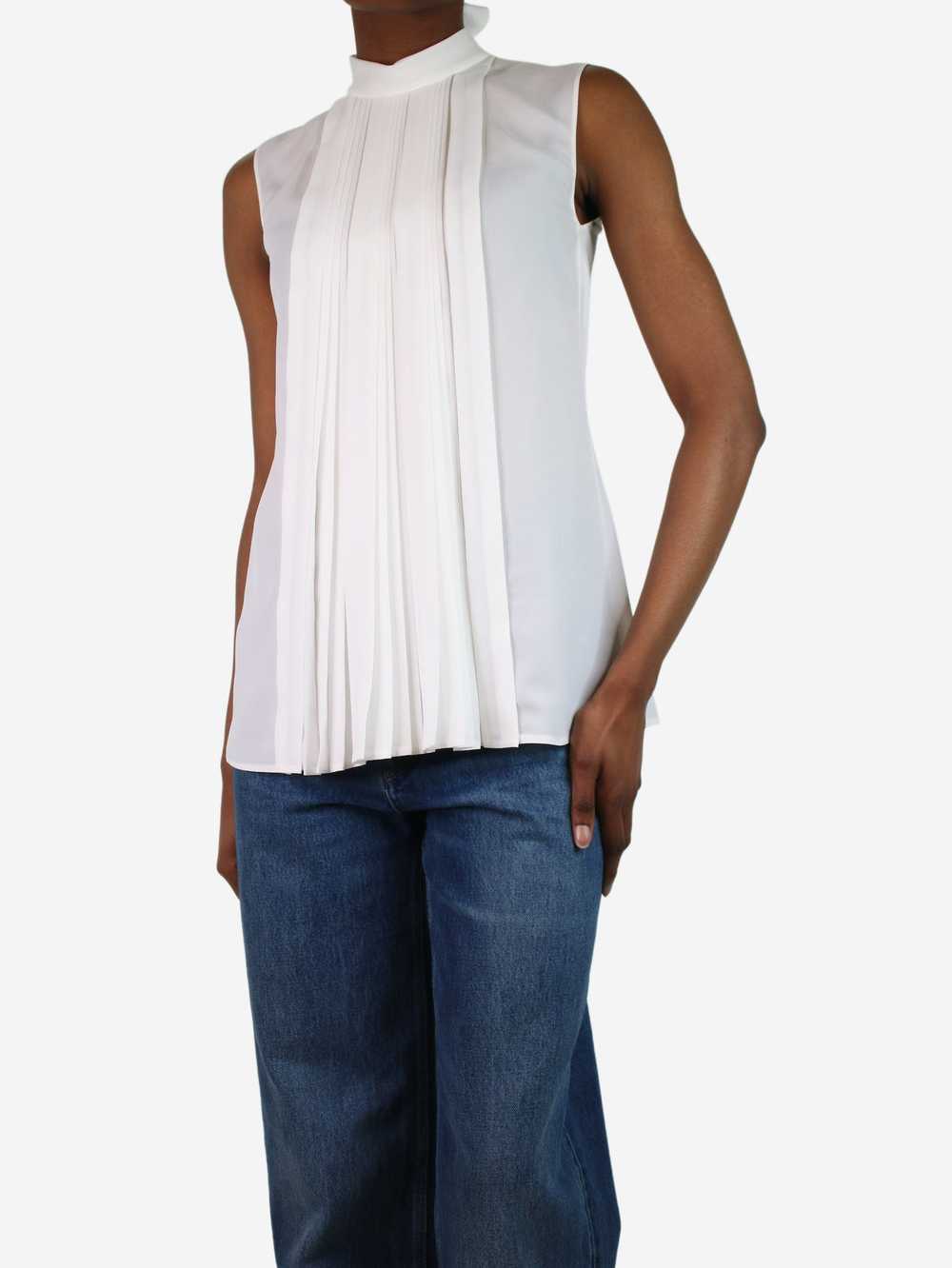 Prada Cream sleeveless pleated top - size UK 10 - image 3