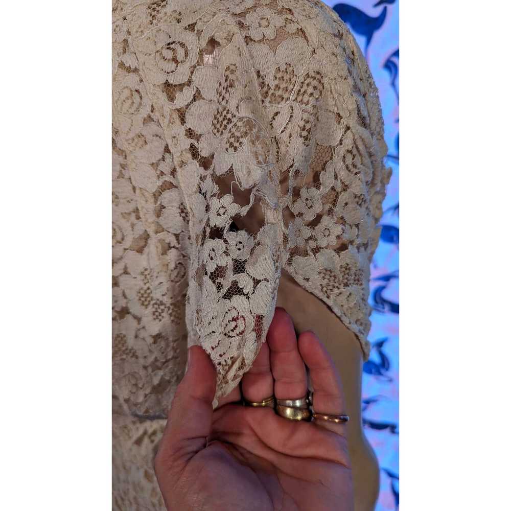 Handmade Antique Handmade Lace Gown w/ Shrug T Ba… - image 10