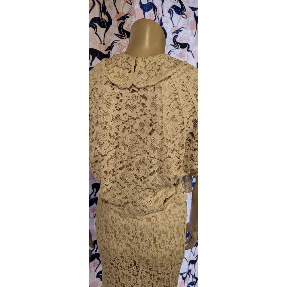 Handmade Antique Handmade Lace Gown w/ Shrug T Ba… - image 5