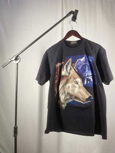 Solid Vintage 1990s Howling Wolf Monochromatic T-S