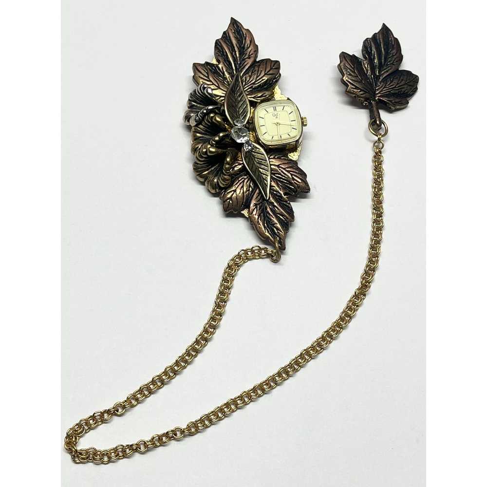 Vintage Vintage leaf chatelaine brooch pin - image 1