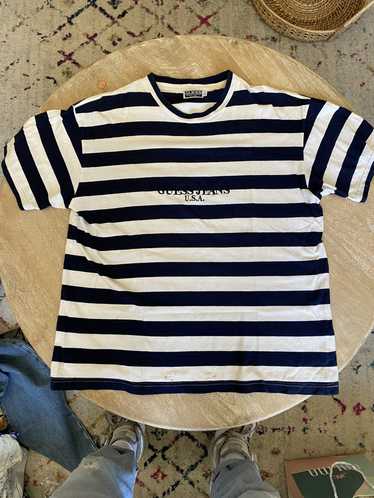 Guess × Vintage Navy striped vintage guess tee