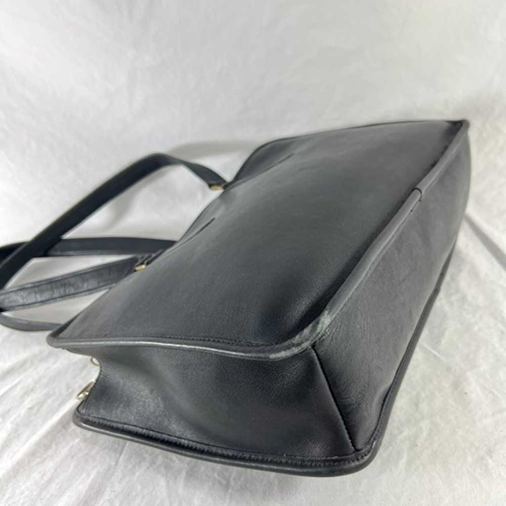 80's COACH Marketing Tote Bag Black Leather Made … - image 11