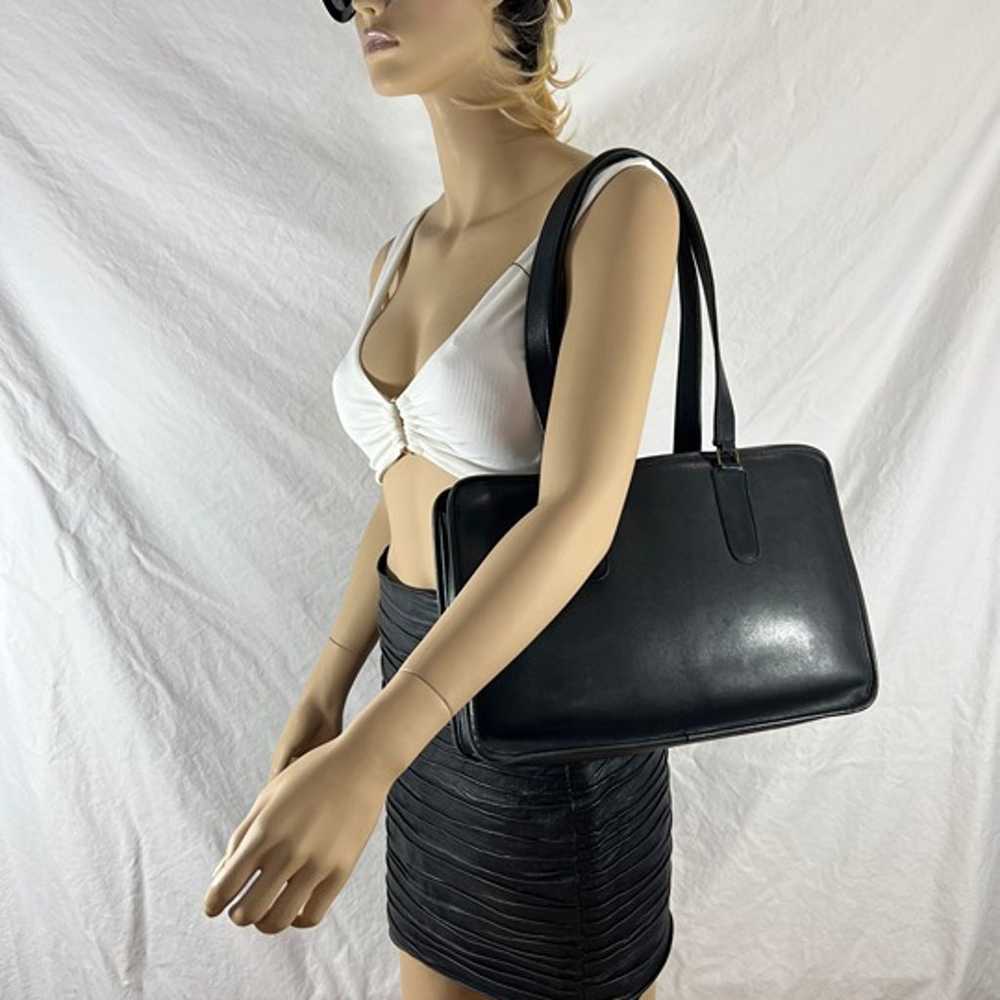 80's COACH Marketing Tote Bag Black Leather Made … - image 12