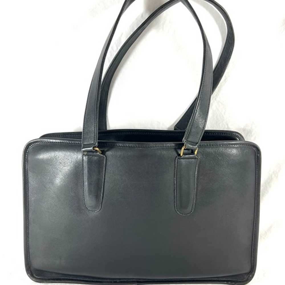 80's COACH Marketing Tote Bag Black Leather Made … - image 1